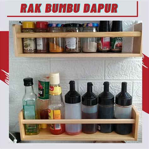 Jual RAK TEMPAT WADAH DAN TOPLES BUMBU DAPUR SERBAGUNA SUSUN KAYU