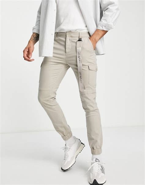 Asos Design Asos Dark Future Skinny Cargo Pants In Washed Beige With