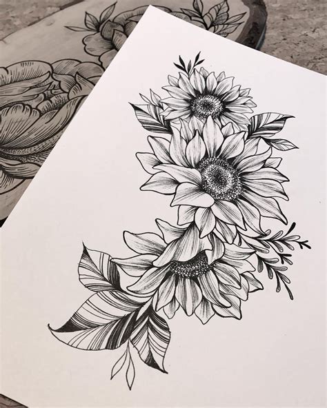 Sunflowers Composition With Hive 🌻🐝 Linework Done By Giulia