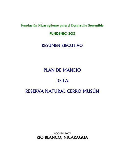 PDF PLAN DE MANEJO DE LA RESERVA NATURAL CERRO 2007 03