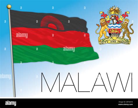 Malawi bandera nacional oficial y escudo de armas país africano