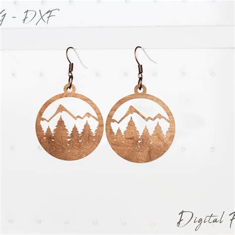 Mountain Earrings Svg Glowforge Files Laser Cut Earrings Etsy