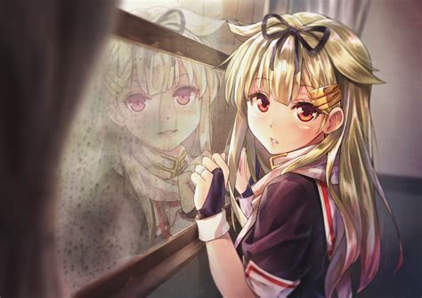 Anthropomorphism Blonde Hair Gloves Kantai Collection Kotatsu