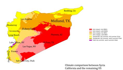 Climate comparison between Syria, California and the remaining US (made ...