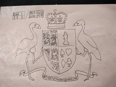 Sketch of my coat of arms for Wonderland : r/heraldry