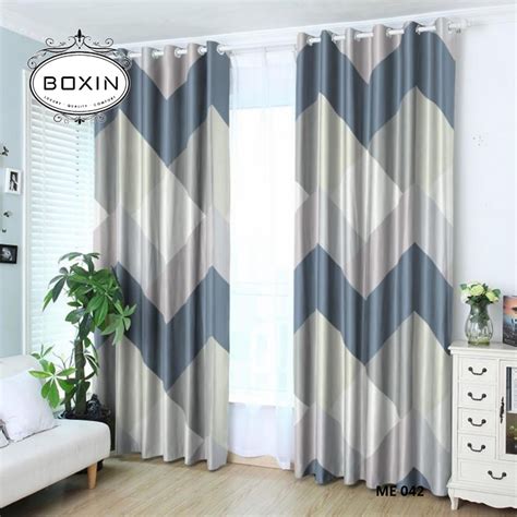 Ring Type Modern Langsir Curtain Semi Blackout Langsir Pintu Door