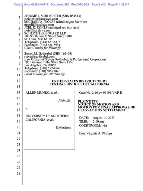 Fillable Online Order Granting Plaintiffs Motion For Final Approval Of