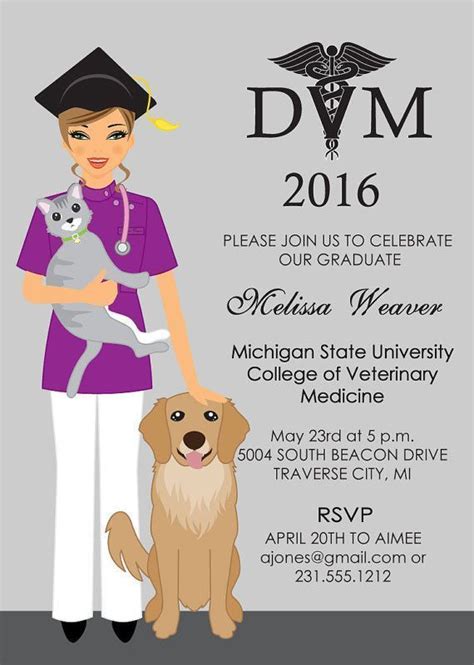 Veterinary School Graduation Invitation Veterinarian Graduation