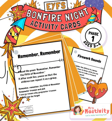 EYFS Phase 1 Bonfire Night Activity Cards | Phase 1 Bonfire Night Ideas