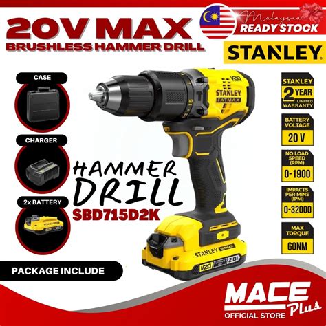 Stanley Sbd D K V Cordless Brushless Hammer Drill With Battery