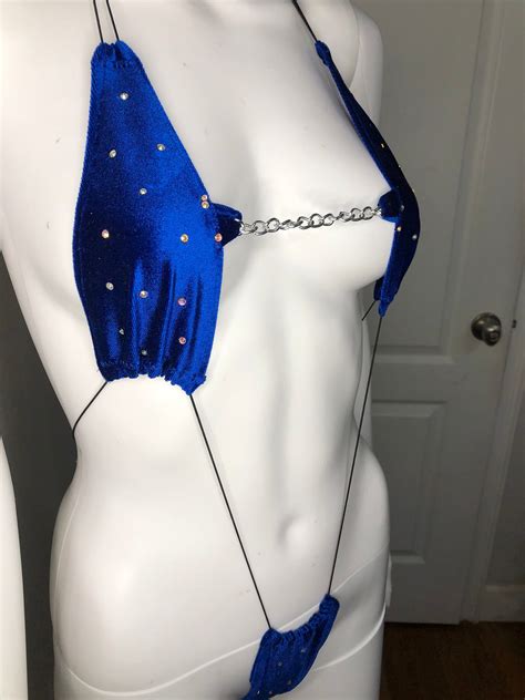 Velvet Slingshot Bikini Metallic Stripper Outfit Rave Etsy