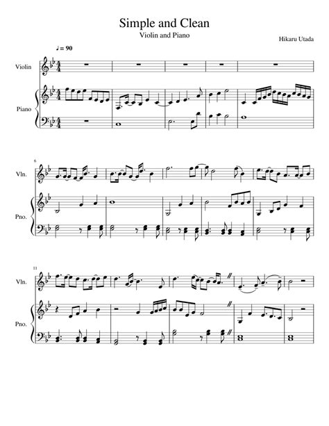 Simple And Clean Kingdom Hearts Sheet Music For Piano Violin Solo