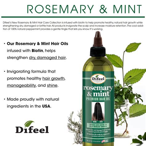 Difeel Rosemary And Mint Premium Hair Oil 8 Oz Difeel Find Your Natural Beauty