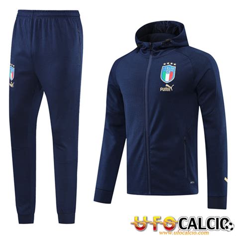 Insieme Giacca Con Cappuccio Tuta Italia Blu Marin 2022 2023 Prezzo Vintage