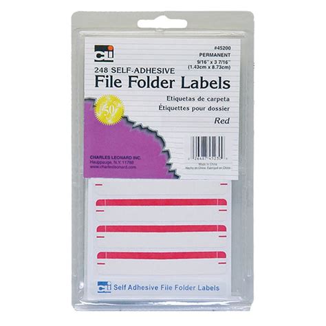 File Folder Labels, Red - CHL45230 | Charles Leonard | Mailroom