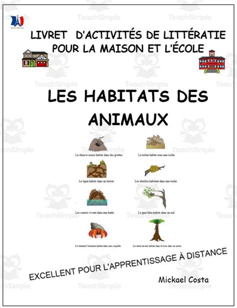 Livret dactivités de littératie et vocabulaire Les habitats des