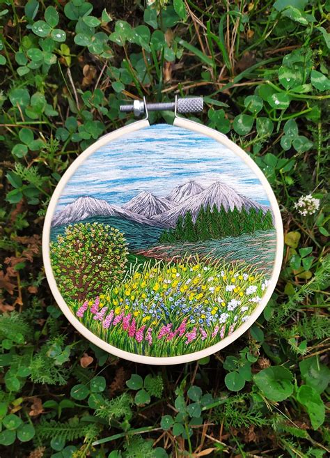 Landscape Embroidery Landscape Art Thread Painting Etsy