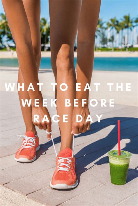 Two People Standing Next To Each Other With The Words What To Eat The Week Before Race Day