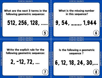 Geometric Sequences Algebra Task Cards By Alessia Hooper Tpt