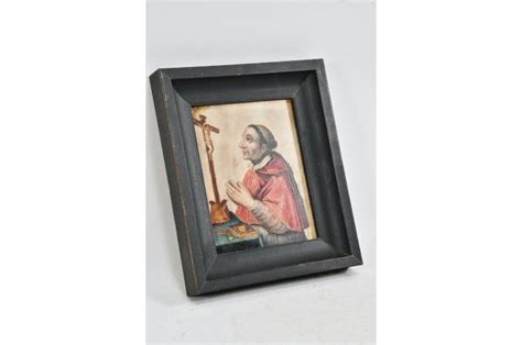 Painting On Marble Monk In Front Of Crucifix Italy 16th17th Century