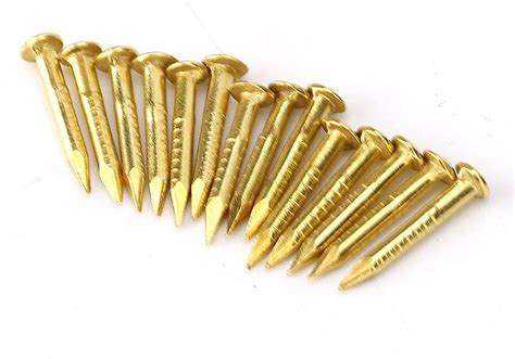 Oumefar 100pcs Gold Round Head Nail Solid Brass Nails Mini