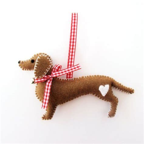 Dachshund Hanging Ornament Dog Ornament Felt Brown Sausage Etsy Uk