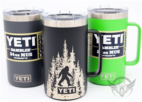 24 Oz Yeti Tumbler Engraved With Sasquatch In The Trees Etsy