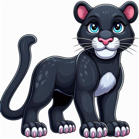 Premium Vector Beautiful Cute Panther Vector Cartoon Illustration