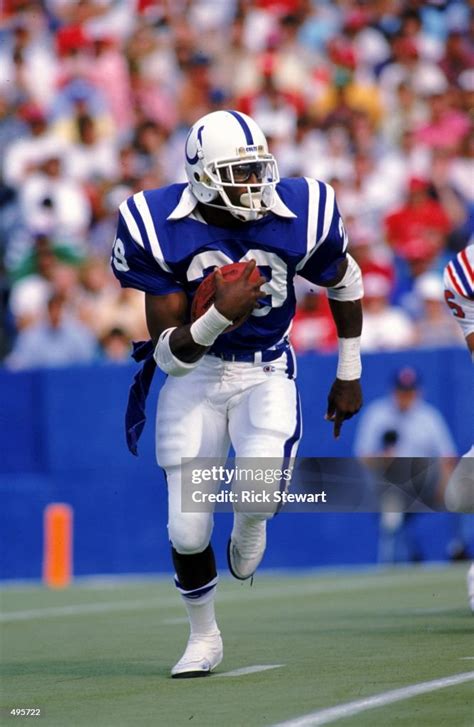 Eric Dickerson Of The Indianapolis Colts Runs With The Ball During