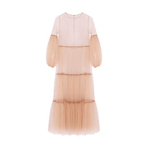 Alena Maxi Tulle Dress Nude Helene Galwas Wolf Badger