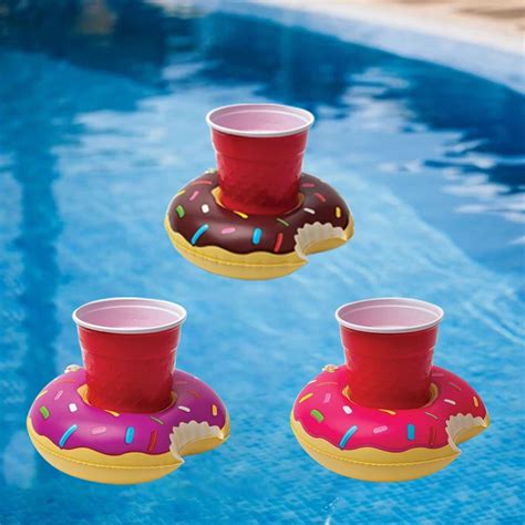 Portavasos Inflable En Forma De Donas Soporte Flotante Para Piscina