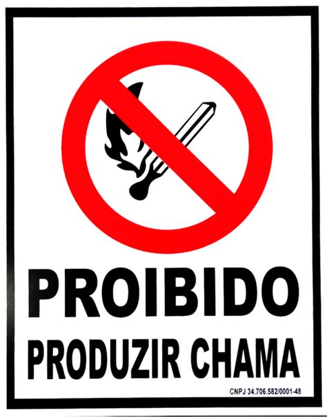 Placa Proibido Produzir Chama Sinalização de Proibição SD