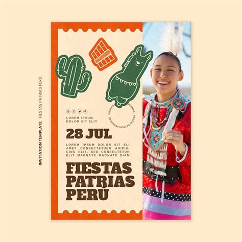 Plantilla de invitación de fiestas patrias de diseño plano Archivo