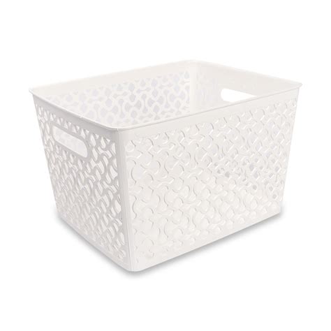 Large White Patterned Basket Poundstretcher