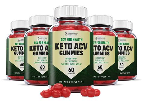 Justified Laboratories 5 Pack Acv For Heath Keto Acv Gummies 1000mg With Pomegranate Juice