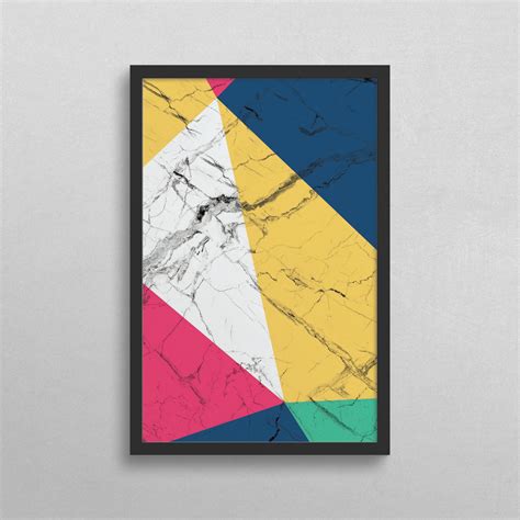 Quadro Tela Canvas M Rmore Geom Trico Moldura Flutuante Elo