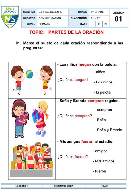 Ejercicios De La Oracion Y Sus Partes Para Primaria Hot Sex Picture