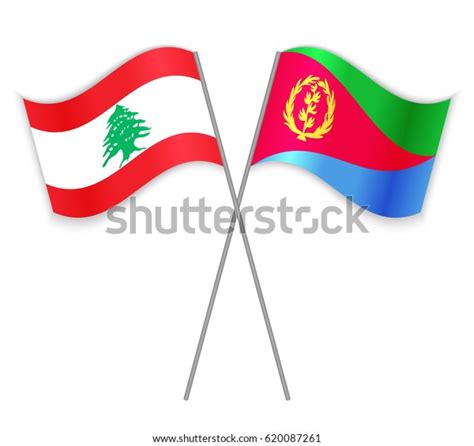 Lebanese Eritrean Crossed Flags Lebanon Combined Stock Vector Royalty