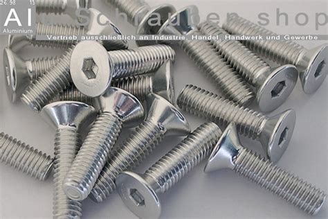 Alu Schrauben Senkkopf Silber M6 DIN 7991 ISO 10642