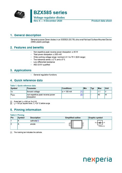 BZX585 B18 Datasheet PDF Stock And Price Nexperia Diodes Distributor