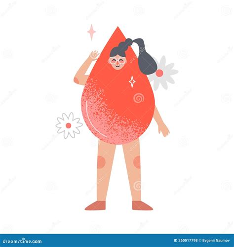 Period Or Menstruation With Female Red Drop And Flower Vector