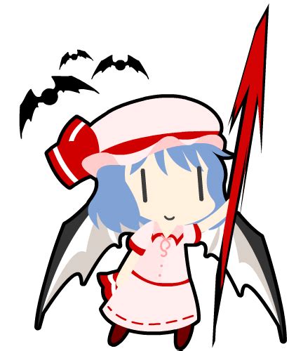 Safebooru Bat Bat Wings Blue Hair Dress Hat Kirbym Lowres Remilia