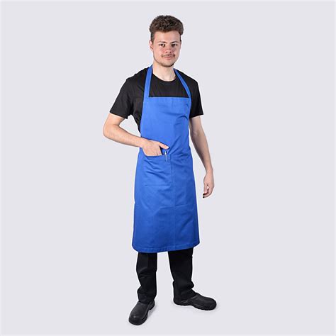 Blue Bib Aprons With Pocket For Professional Chefs And Hospitality