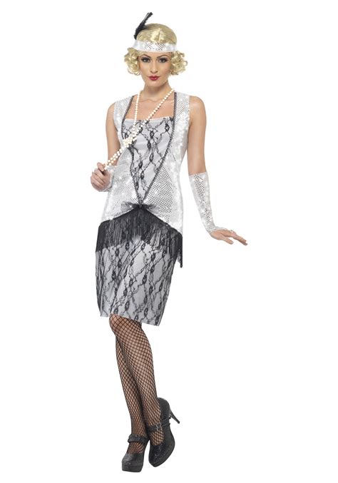 Womens 1920s Silver Flapper Costume