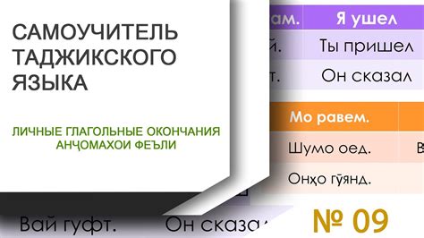Таджикский язык - Русский язык - ЛИЧНЫЕ ГЛАГОЛЬНЫЕ ОКОНЧАНИЯ - Феълхои ...