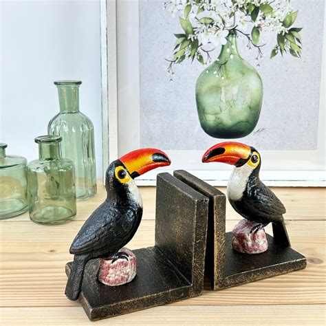 Cast Iron Toucan Bookends Velvet Fern