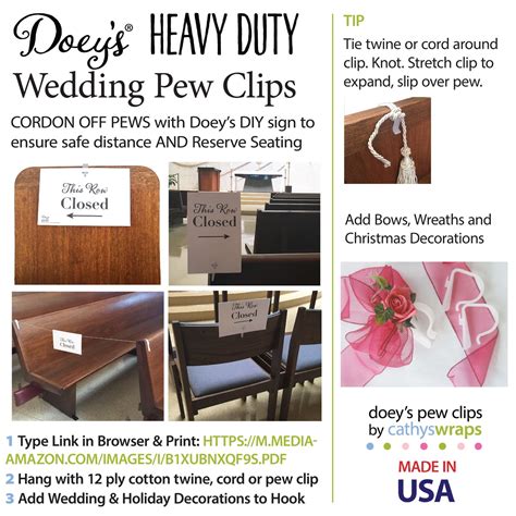 Doey S Heavy Duty Pew Clips Attach Elegant Wedding Aisle Etsy