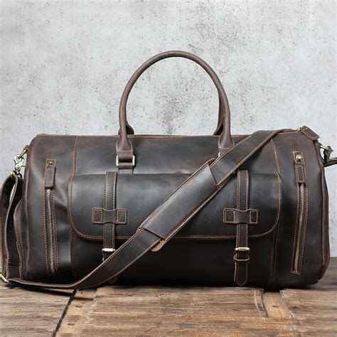 Dark Brown Leather Duffle Bag For Men And Women Manntara Co