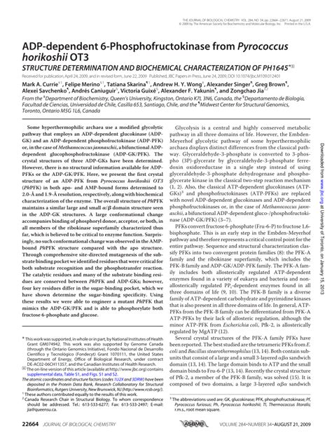 (PDF) ADP-dependent 6-phosphofructokinase from Pyrococcus horikoshii ...