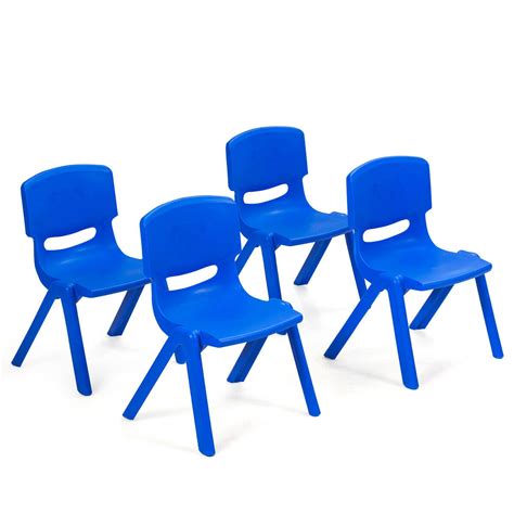 Gymax 4 Pack Kids Plastic Stackable Classroom Chairs Indooroutdoor